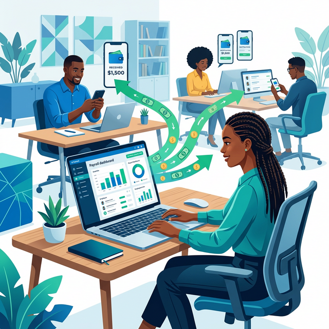 Payroll savings dashboard illustration